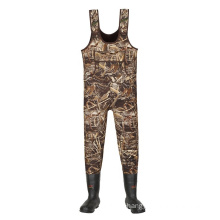 Good Quality Men's Camo Chest Neoprene Wader Suit Hunting Waders with 200g Thinsulate Rubber Boots